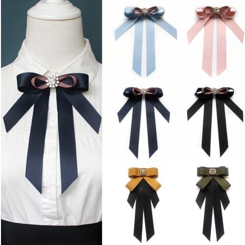 2021 Women Neck Collar Shirt Bow Tie Lady Rhinestone Crystal Wedding Suit Business Necktie School Uniform Chic Bowtie Accessory