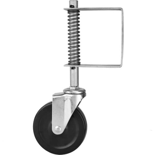 4" Rubber Gate Wheel Spring Loaded Swivel Caster Heavy Duty 220lbs Load Capacity Tools