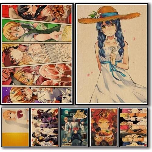 46 Designs Anime Food Wars! Shokugeki No Soma Kraftpaper Poster HomeDecal Painting Wall Sticker for Coffee House Bar