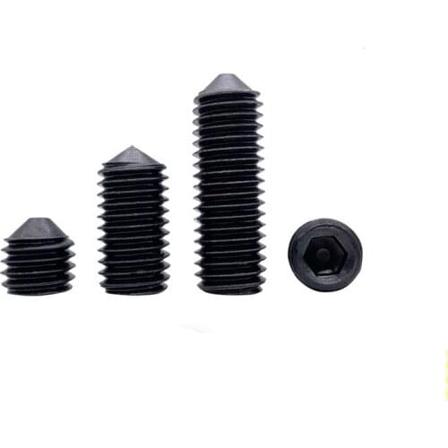 50pcs M3 tip end Allen screws set grup screw hexagon socket grups precision bolts carbon steel black color DIN914 4mm-12mm long