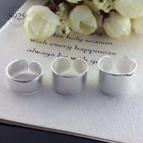 Men Women Punk Real. 925 Sterling-Silver-Jewelry Geometric High Polished Band Wide Long Ring for Cocktail adjustable GTLJ892