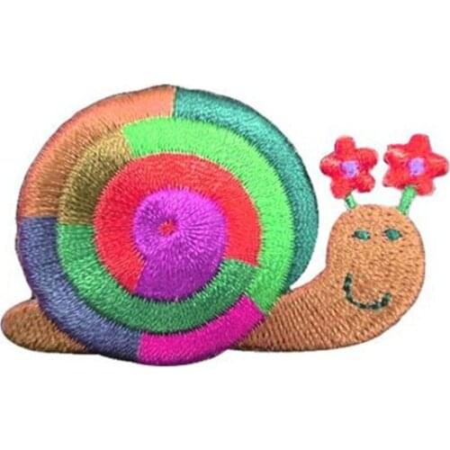 Embroidery Snail Badge Made by Twill with Heat Cut Broder and Iron On Backing Welcome Customized MOQ50pcs Free Shipping