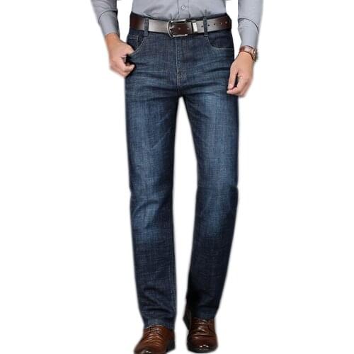 2019New Fashion Business Men cotton Smart casual Jeans pants mid waist straight denim pants Plus Size stretchy work trousers 4XL