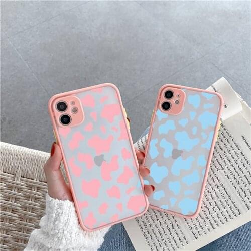 Leopard Print Phone Case Pink matte transparent For iPhone 7 8 x xs xr 11 12 pro plus max mini Clear Funda