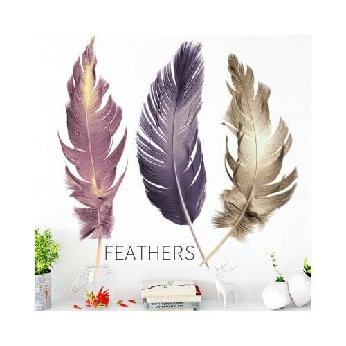 Color Feather Wall Stickers Girl Wall Decals Bedroom Fashion Background Paste Self adhesive Waterproof Decoration Wall Design
