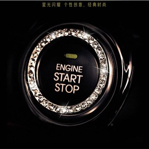 40mm/1.57" Bling Diamond Decorative Ring Accessories Car Sticker Auto Start Switch Button Decor Rhinestone Ring Circle Trim