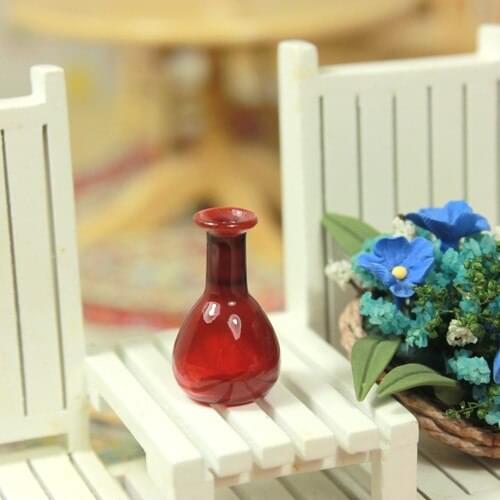 G06-X510 children baby gift Toy 1:12 Dollhouse mini Furniture Miniature rement Red glass vase 1pcs