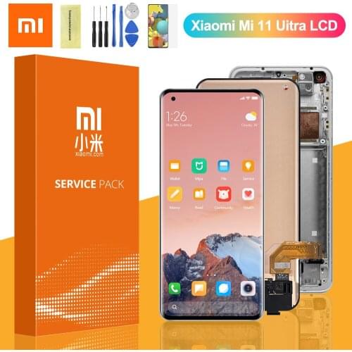6.81'' Original For Xiaomi mi 11 ultra LCD Display Touch Panel Screen Digitizer with frame For Xiaomi11 Ultra M2102K1G lcd Scree