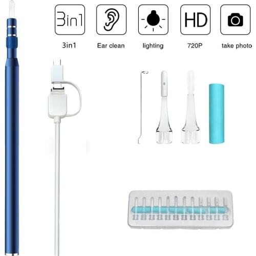Otoscope Camera Type C 720P Endoscope HD Visual Ear Spoon EarPick Ear Cleaner Camera OTG Android Cleaning Endoscope Borescope