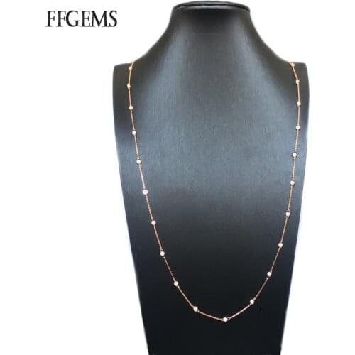 FFGems 100% 925 Silver Necklace Long Chian 85CM Sterling Zircon Created Moissanite Diamond Fine Jewelry For Women Wedding Gift