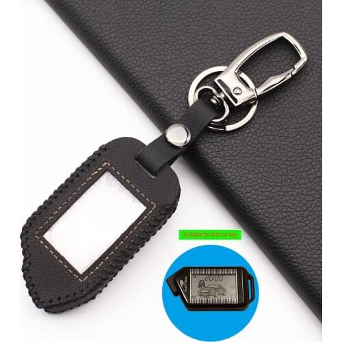 Hot Sale Leather Key Keychain Case Cover For Sher-khan Mobicar A Mobicar B LCD Remote Two Way Russian Version Car Alarm System