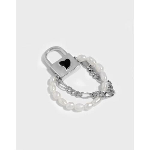 S925 Sterling Silver Simple temperament all-matched love pearl chain Ring Accessory For Daily ringFine Jewelry Valentine