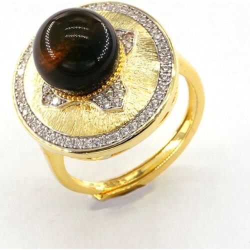 Blue Amber Ring Mexico 5A Clean Blue Amber Cross Diamonds Ellipse Round Bead Ring Fashion Trend Women Wedding Party Jewelry