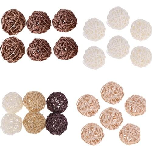 24pcs 7cm Wicker Rattan Ball -Cover -For Home Garden Party Wedding Decorations DIY 3 Colors