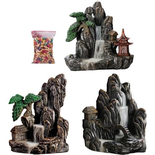 Backflow Incense Burner Waterfall Resin Incense Holder Home Decor Like hot springs and flowing water Hand-made easy to clean