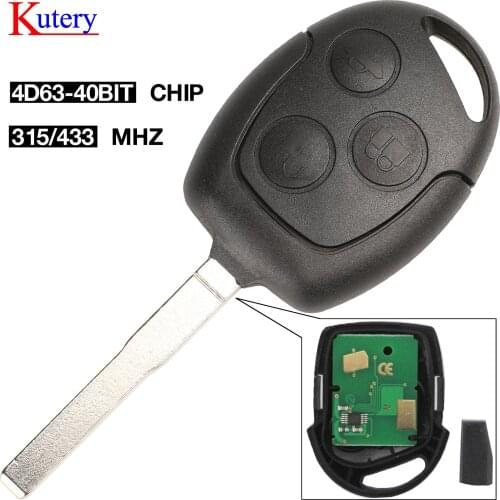 Kutery 10pcs HU101 Remote Key 3 Button 315/433MHz 4D63 Chip for Ford Focus Fiesta Mondeo Fusion Transit KA Galaxy C-Max S-Max