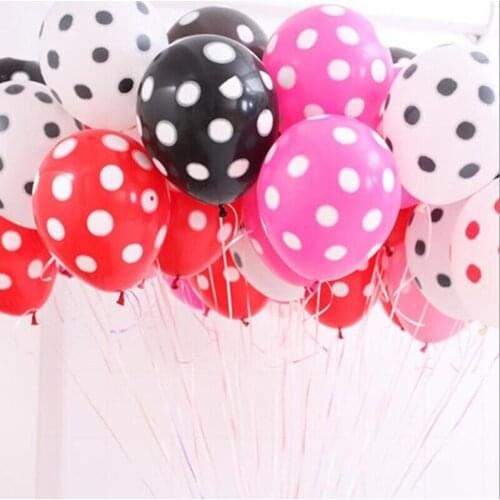 20pcs/lot Red And Black Polka Dot Latex Balloons pink blue kids birthday globos wedding baby shower party decorations