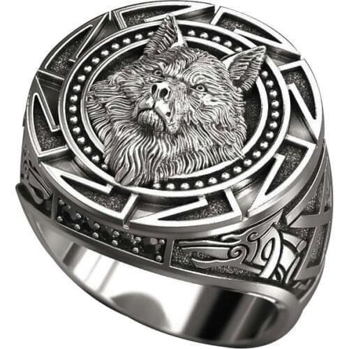 Nordic Fenrir Wolf Rings for Men Retro Viking Wolf Totem Ring Punk Style Rock Party Jewelry