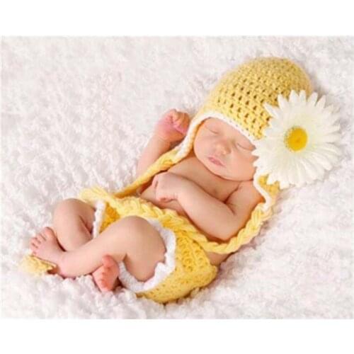Newborn Baby Girl Boy Soft Handmade Crochet Photography Props Baby Cute Floral Photography Fotografia Accessories Hat Sets