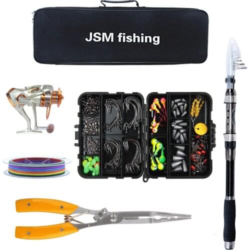 Sea Fishing Rod Combo Kit Spinning Telescopic Fishing Rod Reel Set with fishing Line soft bait fishing plier fishing tools Bag
