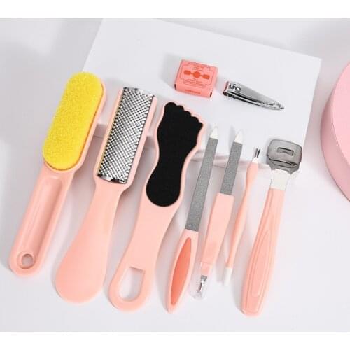 10 IN 1Foot Care set pedicure tools Dead Hard Skin Remove callus Scraper Manicure nail tools sets Pink Blue color professional