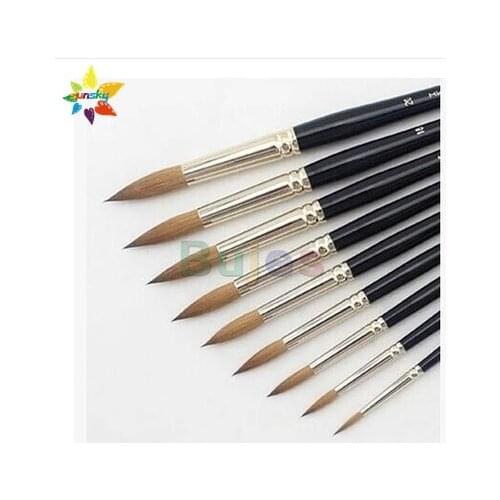 Original hwahong 600 Black sable hair Watercolor brush Long rod Round head Hook line pen Detail brush Art supplies