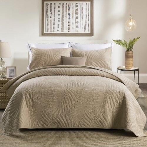 Nordic 100%cotton bedspreads american embroidered quilted bed cover set of three plain bedspread luxury quilt