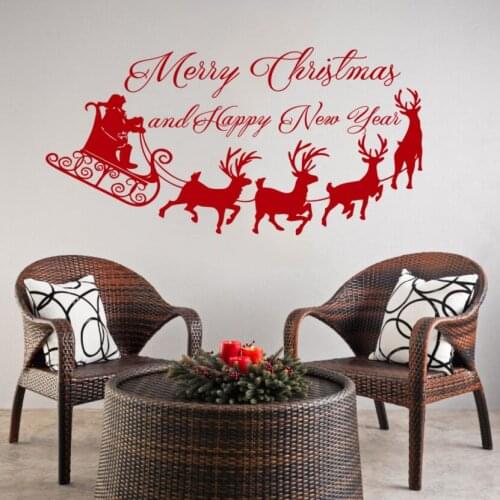 Xmas Window Decal Santa Claus With Elk Wall Sticker Home Holiday Decoration Merry Christmas And New Year Wall Mural AZ946