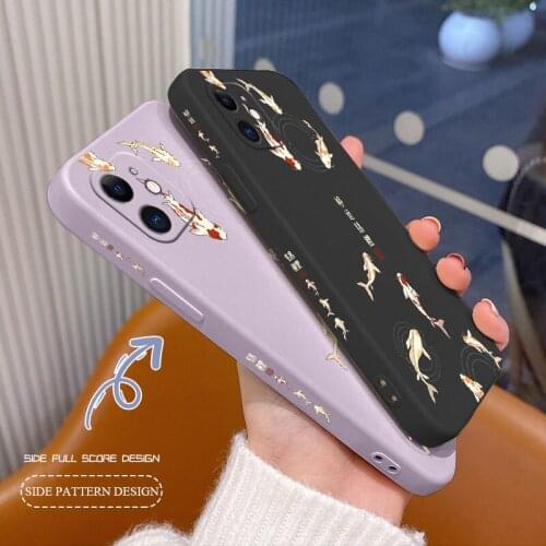 Good Luck Koi Silicone Phone Case For iPhone 12 Pro Max Mini 11 Pro Max X XR XS MAX SE2020 8 7 Plus 6 6S Plus Soft Back Cover