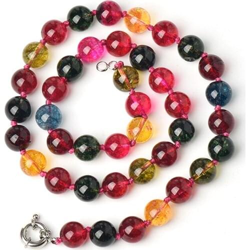 Mixed Four color combinations add Well-ordered and Round and Shiny Beads 10 MM Color mixing Crystal Necklace