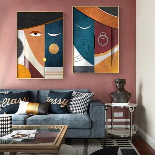 Modern Abstract Geometric Figure Face Canvas Painting Picture Printing and Contemporary Art Poster Living Room Home Decoration