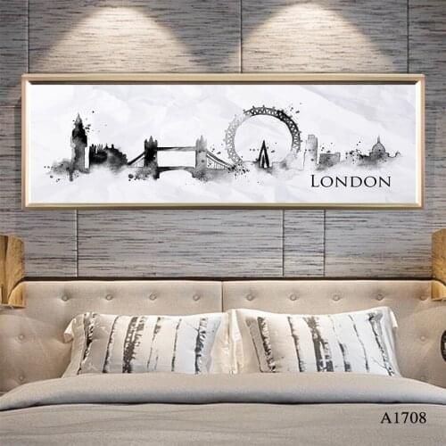 Modern Oil Painting Print on Canvas Abstract White and Black Cityscape Canvas Art Printing Wall Art Picture for Home Decor