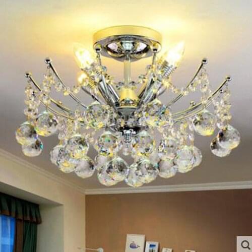 Modern minimalist crystal ceiling lighting European bedroom restaurant warm LED lighting round led lighting fixture ceiling lamp