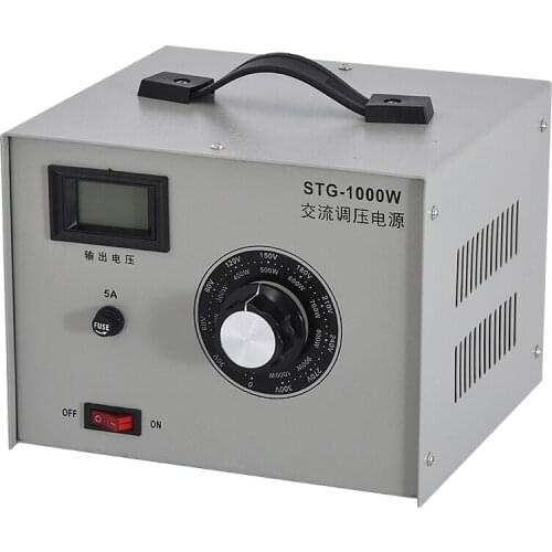 STG-1000W Single-phase AC Voltage Regulator Power Source Adjustable Variable Voltage AC Power Supply 220V 50HZ 1000W 5A