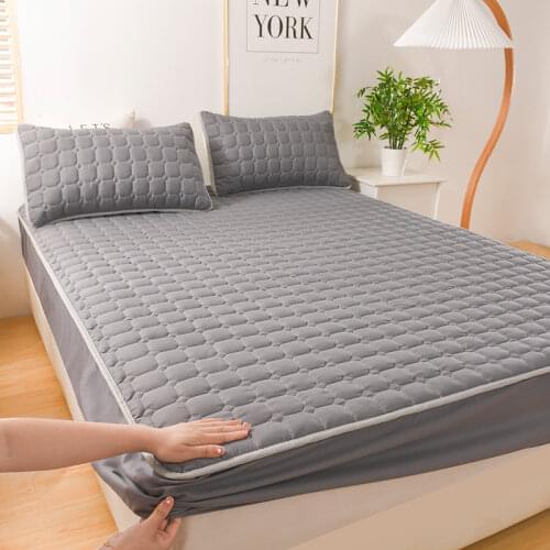 Thick Quilted Double Bed Sheet Mattress Cover Soft Breathable Elastic Fitted Sheet with Deep Pocket 150 Bed Mattress Pad Cover