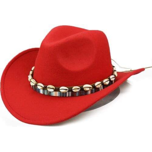 Shell Band Leather Cowboy Hat Jazz Hat Felt Hat Unisex Fedora Hat Black Wide Brim Hat Lady Fashion Cap Western Cowboy