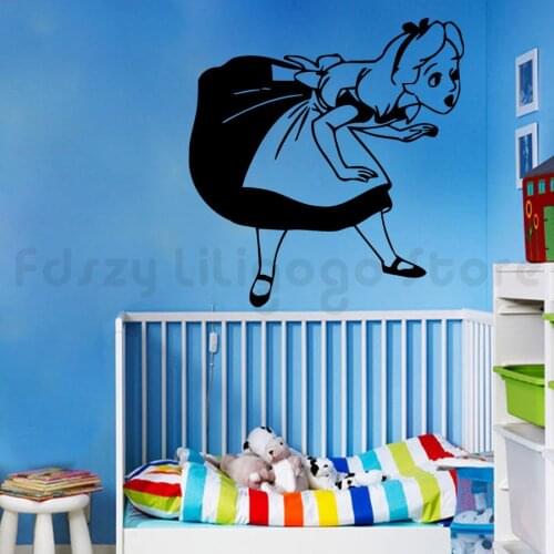 Vinyl Sticker Removable Wall Decal Alice In Wonderland Girls Room Sticker Bedroom Decor Wallpaper Princess Wall Art MuralQ317