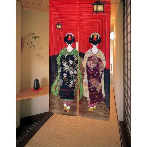 Japanese Style Doorway Curtain Polyester Printing Feng Shui Door Curtain Raimon Kimono Red Door Curtain Noren