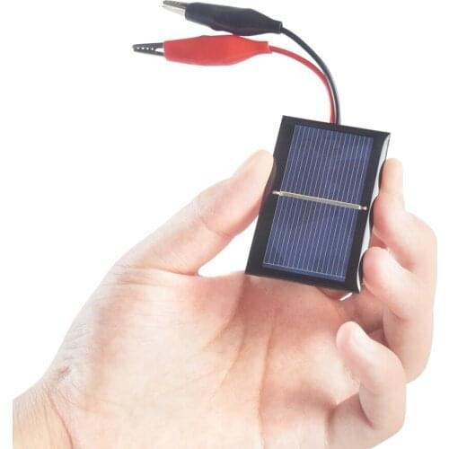 0.2W 0.5V/400mA Solar Panel Polycrystalline Silicon Cell Mini DIY Toy Battery Charger Module With 80mm Alligator Clip Line