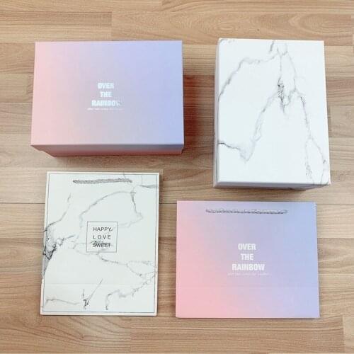 Romantic gradient color Valentines Day gift box packaging подарочная упаковка paper bags for gifts Wedding Gift for Guests 1set