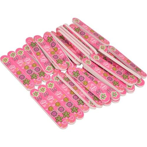 20pcs Nail Files Sanding Mini Small Colorful Flower Pink Slim Buffer Manicure Polish Nail Art Sponge Tools 150 Grit