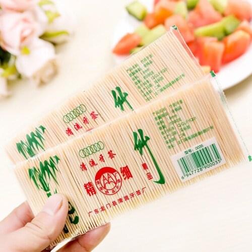 200 Pcs/Bag Disposable Wood Toothpicks Party Dental Natural Bamboo Toothpick Kitchen Table Portable Bag Bamboo Toothpicks Tools
