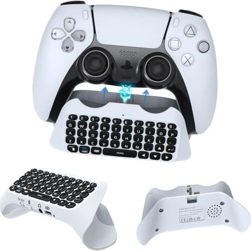 3.5mm Wireless External Keyboard for PS5 Console Bluetooth 3.0 Keypad with Built-in Speaker Voice Input for Sony Playstation 5