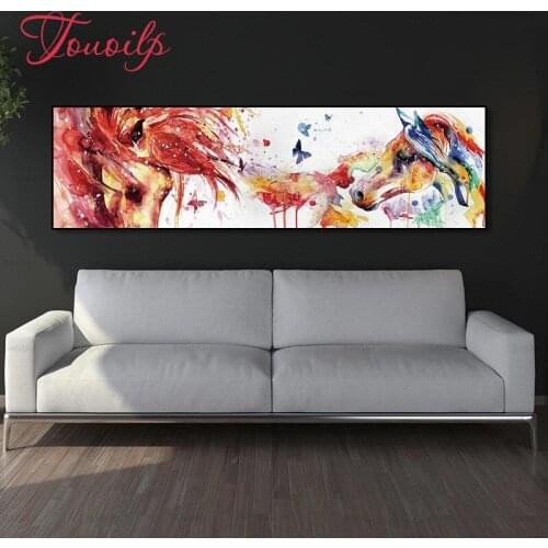 TOUOILP DIY Colored horses and butterflies Diamond Embroidery,square&Round Diamond Full rhinestone Diamond painting cross stitch