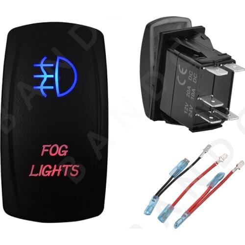 Car Boat Marine FOG LIGHTS Rocker Switch 5P SPST Laser Blue&Red Led ON-OFF for ARB RV NARVA Vehicle，Car Tuning Part，Jumper Wires