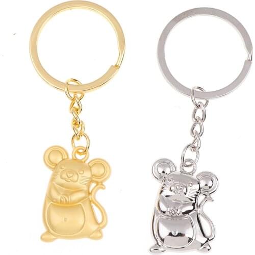 Chunky Rat Mouse Keychain Fashion Trinket Animal Car Keyfob Bag Pendant Key Chain Personalized Keyring for Women Gift