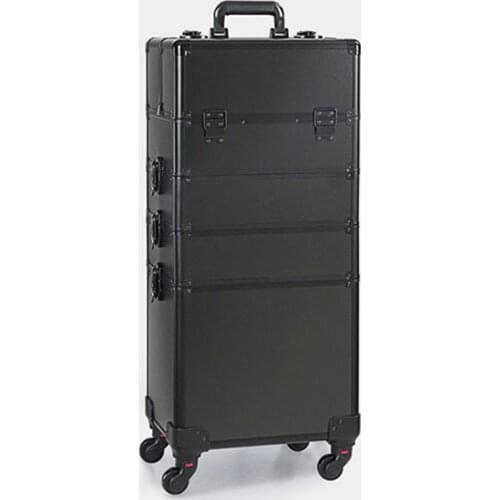 Brand aluminum frame 4 layers trolley bags makeup box beauty case wheel professional baggage suitcase travel luggage toolbox bag