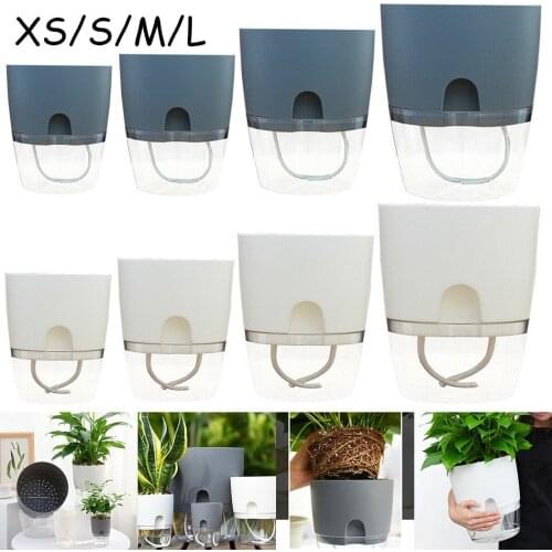 Watering Planter Handmade 2 Layer Self Watering Plant Flower Pot With Water Container Round Flowerpot Home Garden Decor