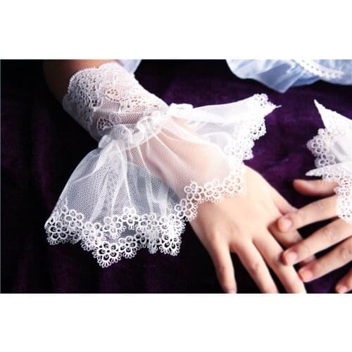 Decorated Cuff Fake sleeves autumn and winter wild sweater decorative sleeves flounces buttoned wrist sleeves lace pleated wrist