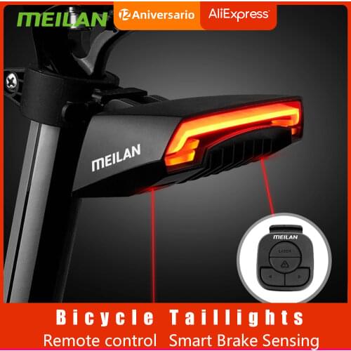 MEILAN X5 Bike Brake Light Flash Tail Light Rear Turn Bicycle Wireless Remote Control Turning Cycling Laser Safety Line Lights